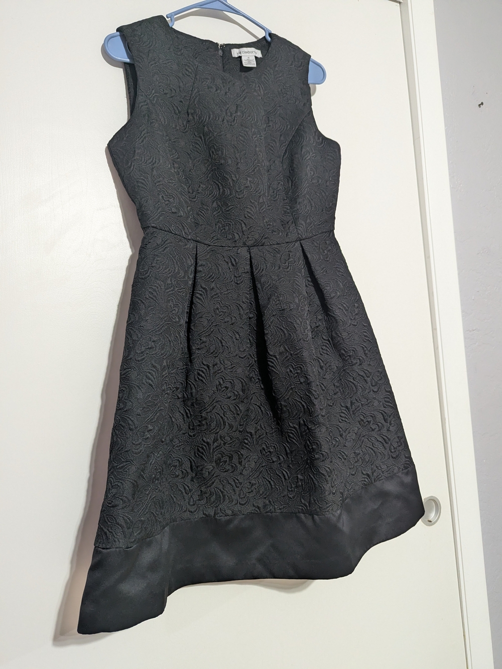 Black Textured Floral A-Line Dress